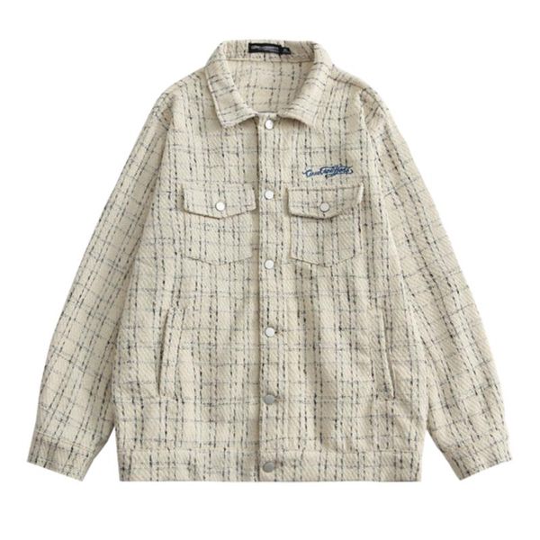 

women's jackets tweed women vintage oversize plaid shirts 2021 autumn chic ladies streetwear loose coats elegant female outfit girls y2, Black;brown