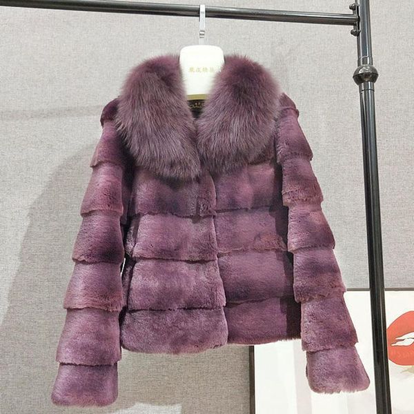 

women's fur & faux 2021 autumn and winter whole skin imitation rex coat female short collar all-in-one blouse, Black