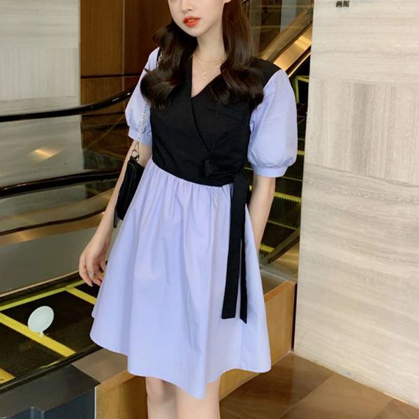 

2021 new summer korean women sleeve fake chiffon sweet japan style kawaii streetwear patchwork cxi1, Black;gray