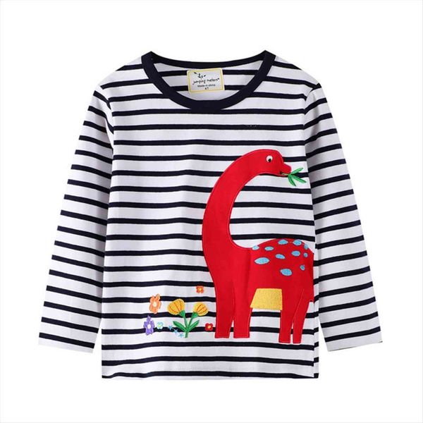 

cotton dinosaurs t shirts for baby boys girls long sleeve clothes stripe animals applique kids, Blue