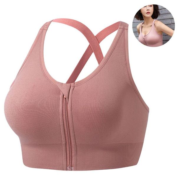 

yoga outfit sports bra front zipper no rims fitness women's sportswear gym women underwear push up