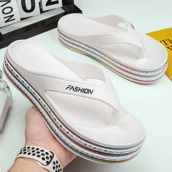

fashion s platform wedges ladies flip-flop sandals summer shoes bathroom slippers outdoor indoor women qq653 210625, Black