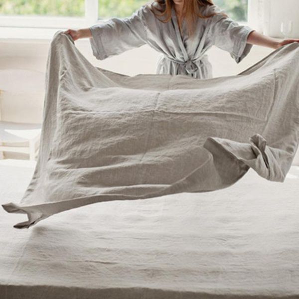 

sheets & sets custom luxury naturel 100% pure french soft durable flax linen bedding bed flat sheet