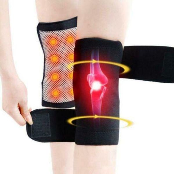 

elbow & knee pads self heating magnetic brace support pain relief pad thermal therapy arthritis protector, Black;gray
