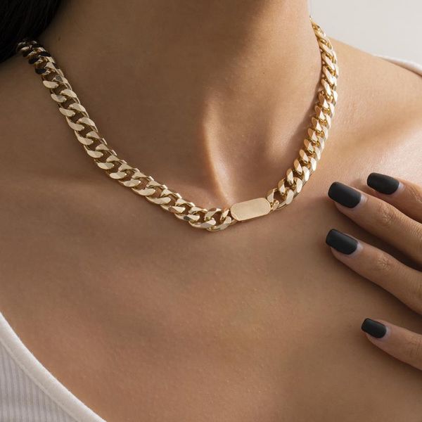 

pendant necklaces big golden thick chunky chain for women female hip hop choker statement fashion short clavicle necklace jewelry gift, Silver