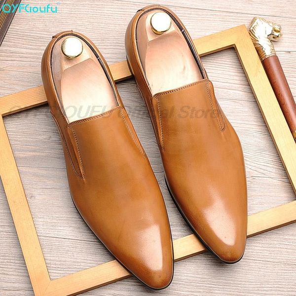 

dress shoes qyfcioufu men spring summer formal genuine leather business casual office luxury male oxfords wedding shoe jog5, Black