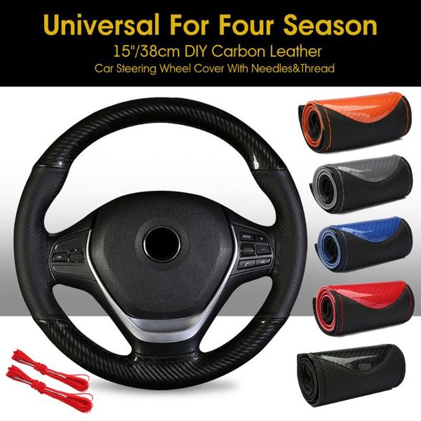 

steering wheel covers universal car cover skidproof auto steering- anti-slip embossing leather car-styling accessories