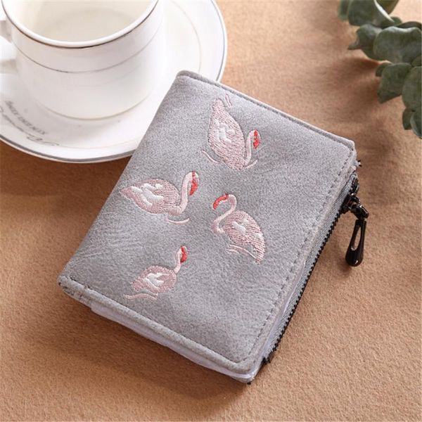 

wallets sweet embroidery puleather coin purses small short wallet ladies change purse mini zipper bags, Red;black