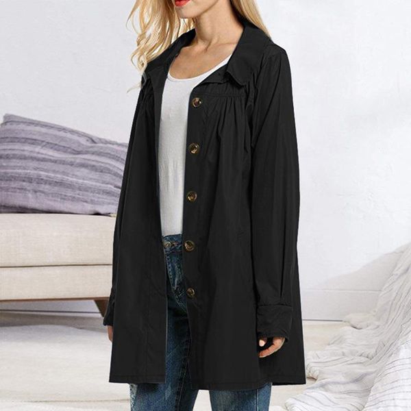 

women's hoodies & sweatshirts raincoat lightweight waterproof outdoor hooded long rain jacket windbreaker fishing sports camping hiking, Black