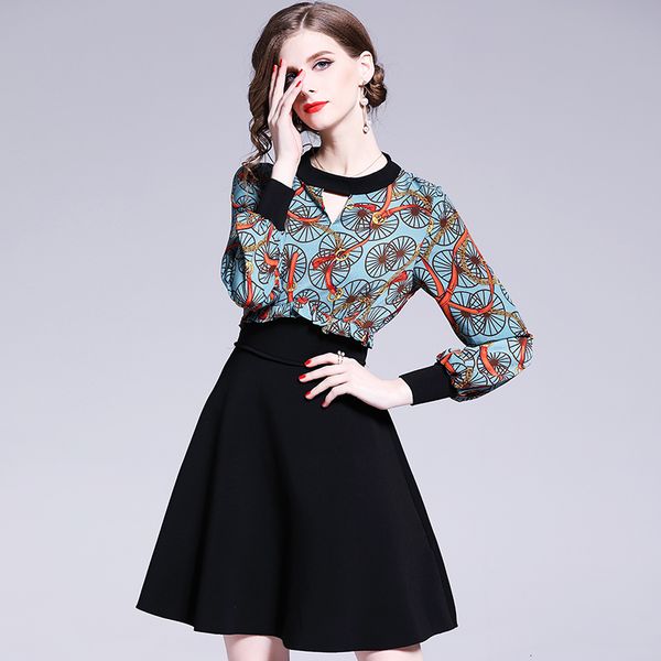 

2021 new nova marca de manga comprida primavera e vero feminino fino costura o-pescoo vestidos para escritrio senhora algodo vestido robe ol, Black;gray