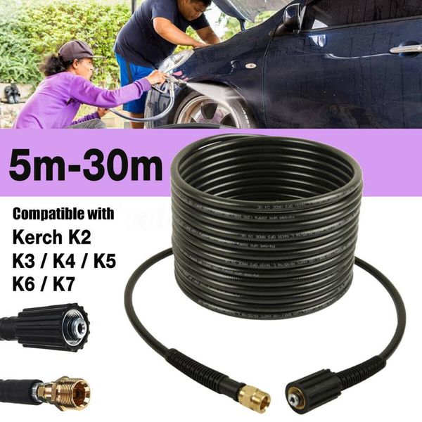 

watering equipments 5m, 10m, 15m flexible hose high pressure cleaning machine water pipes compatible for kar-chers k2 / k3 k4 k5 k6 k7.