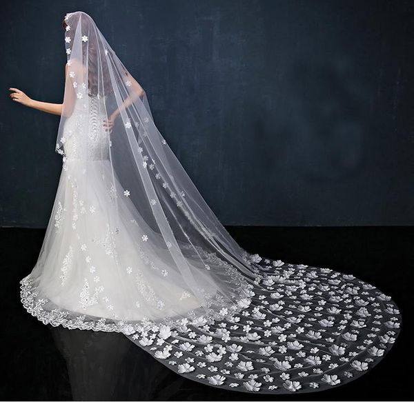 

bridal veils 2021 in stock 3 meters long cathedral wedding veil white for bride accessories, Black