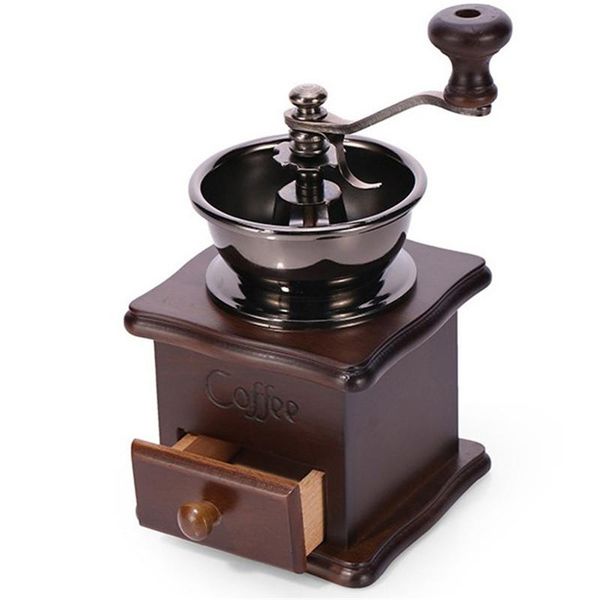 

manual coffee grinders classical wooden grinder hand stainless steel retro spice mini burr mill with high-quality