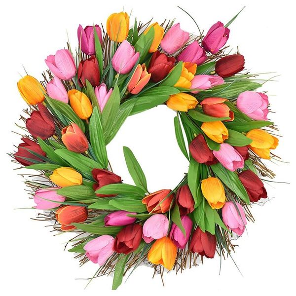 

artificial tulip flower wreath spring wreath for front door office wedding wall party garden farmhouse home decor
