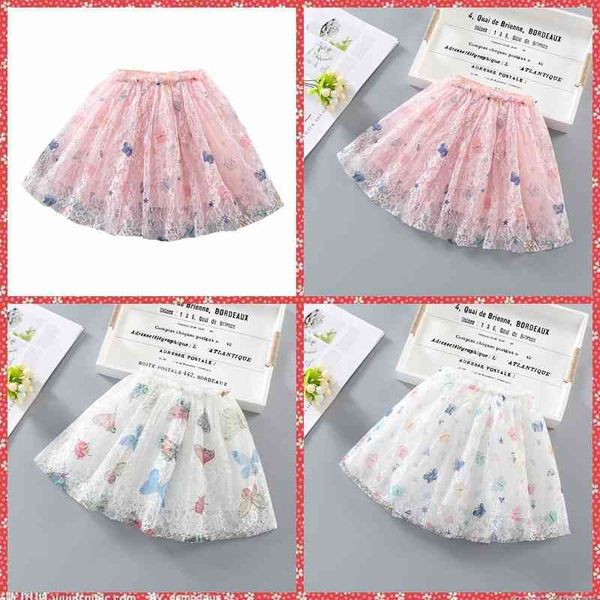 

ins gauze butterfly princess girls' half fluffy children's aisha skirt, Red;yellow