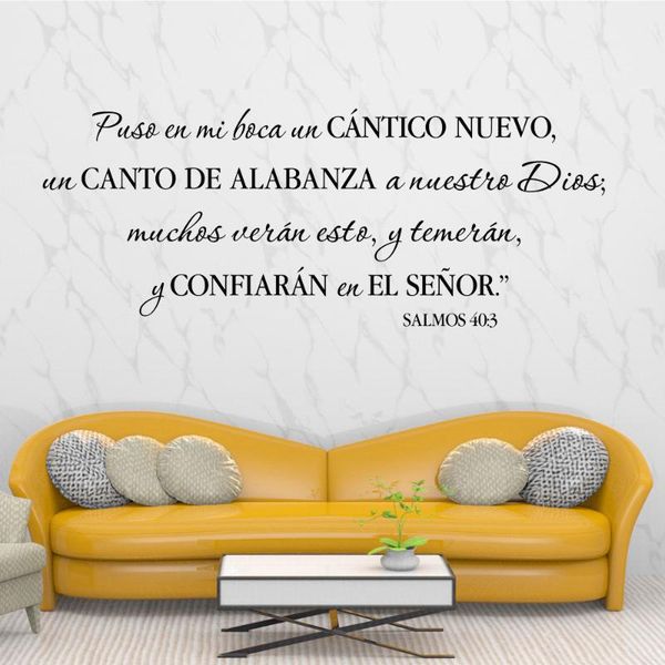 

wall stickers salmos 40:3 decals puso en mi boca un cÃ¡ntico nuevo spanish quotes mural room livingroom decor poster ru2499
