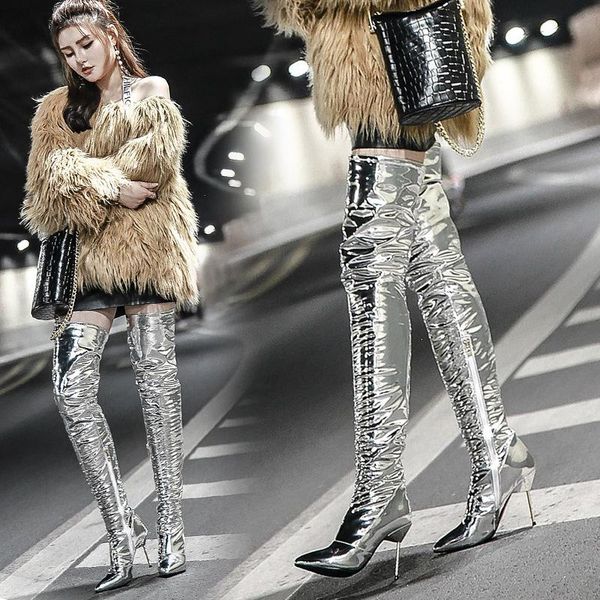 

nightclub high-heeled shoes overknee boots women's shoes woman boots, Black