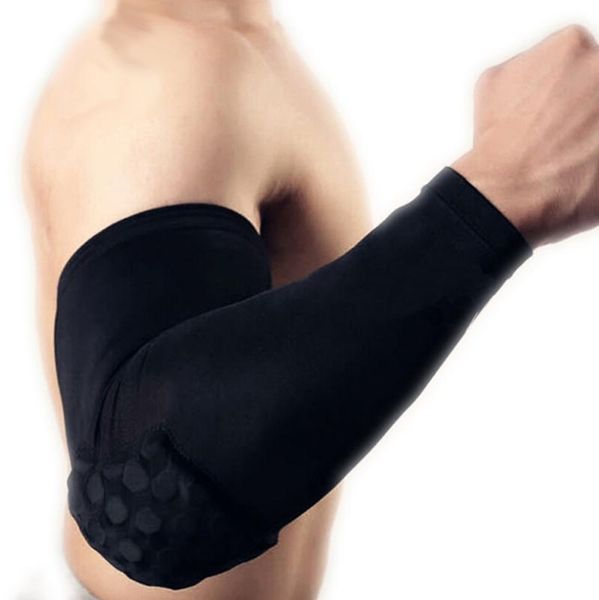 

elbow & knee pads honeycomb anti-collision silicone anti-skid compression support pad basketball tennis sports protective equipment, Black;gray