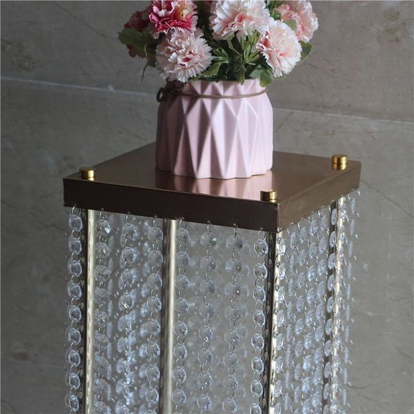 

party decoration clear wedding centerpiece acrylic bead strands 120cm tall road cited flower stand for table decor.