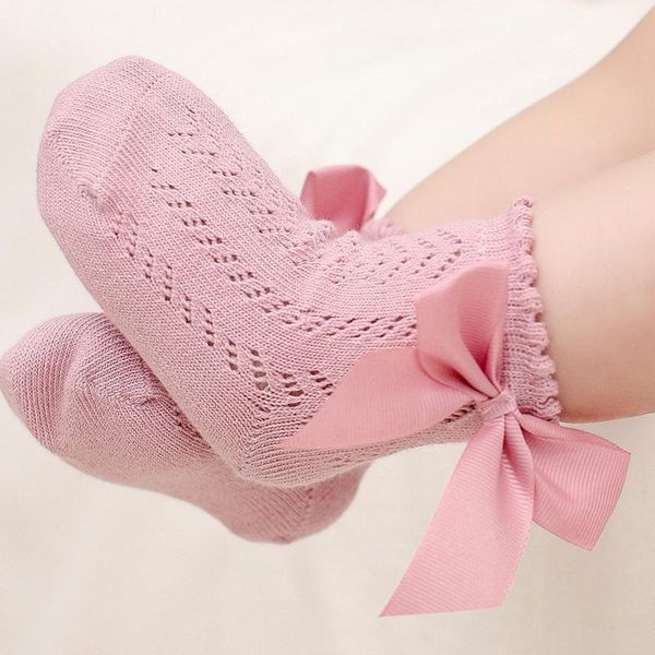 

socks baby summer mesh cotton soft comfortable children kids bowknot spanish style for girls 0-5 years, Pink;yellow