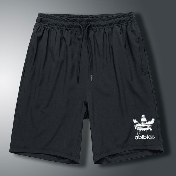 

mens black printed casual shorts summer sports jogging gym male loose outdoor solid color quick-drying beach, Black;blue