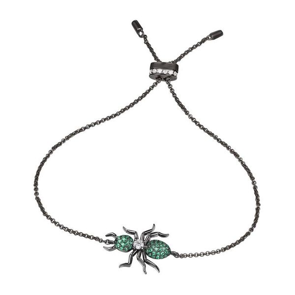 

link, chain sljely black gray color s925 sterling silver cool green zircon ant soldier bracelet women party jewelry