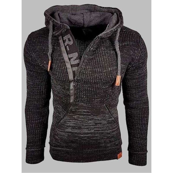 

2021autumn and winter 2020 new menswear mixed color hooded pullover long sleeve sweaterwinter, Black