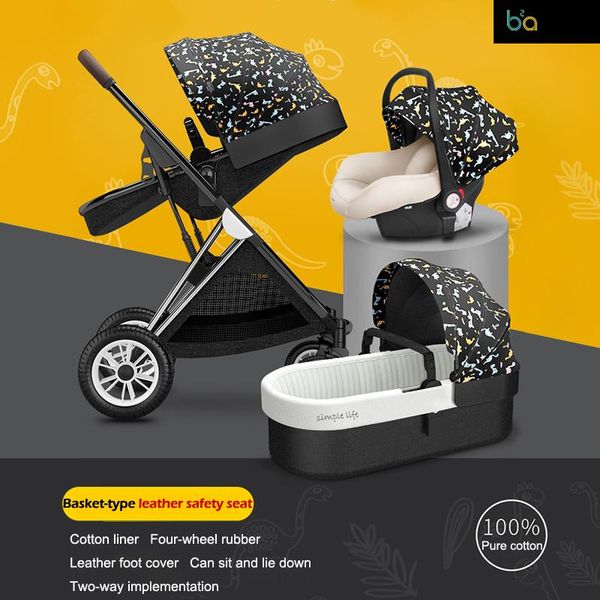 

strollers# baby stroller can sit, lie down and lightly fold two-way high landscape born children bb