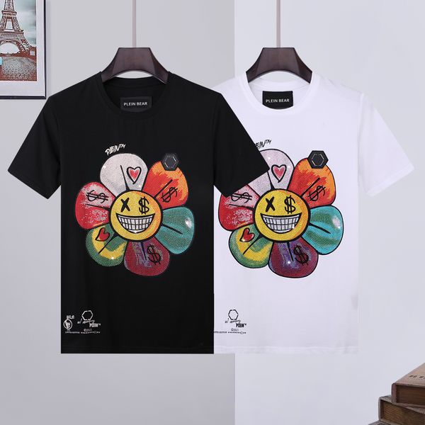 

plein bear t shirt mens designer tshirts rhinestone skull men t-shirts classical hip hop streetwear tshirt casual tees pb 16143, White;black