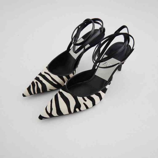 

sandals lmcavasun zebra padrÃ£o cinta apontou toe sandÃ¡lias sapatos femininos finos saltos altos bombas vestido de festa slingback jpsr, Black