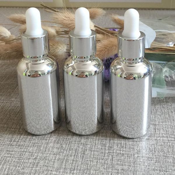 

330pcs/lot 30ml high temperature silver plated refillable empty dropper bottle,glass essential oil bottle,perfume subpackage jar