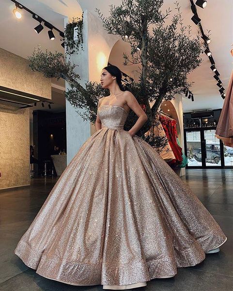 

party dresses 2021 fashionable sequin ball gown prom evening long gowns vestido de fiesta dubai women formal with pockets, White;black