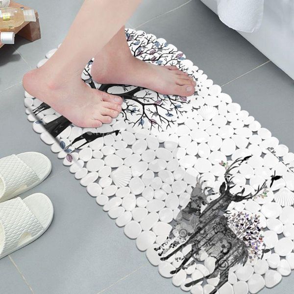 

bath mats 69x35cm nordic style oval shape bathroom anti-skid pvc mat cartoon flamingo printed hollow out suction cup bathtub cushion