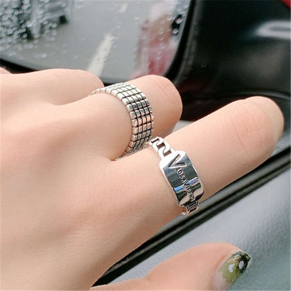 

hbp fashion indifference wind make old female personality irregular letter square arts and science cross ring, Silver