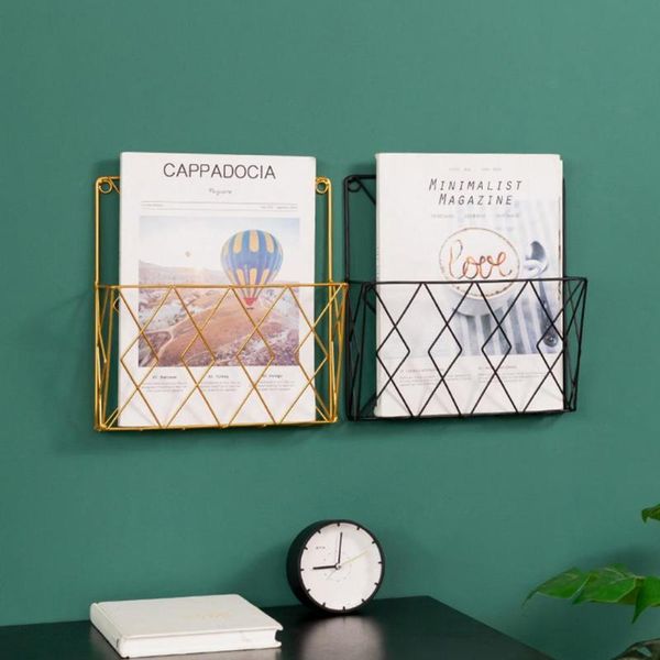 

hooks & rails wall mounted book storage shelf modern style space-saving chic grid design rack for home