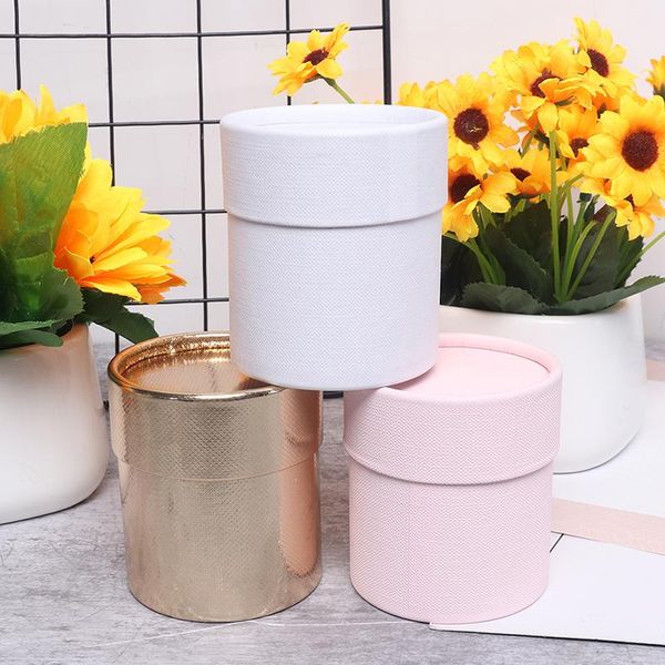 

round flower paper boxes lid hug florist flower bucket gift packaging box gift candy bar party wedding storage boxes