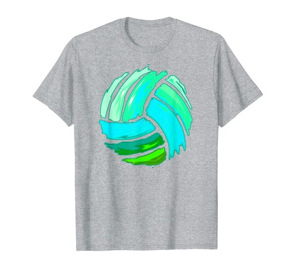 

volleyball green blue brushstroke gift for boys girls t-shirt, White;black