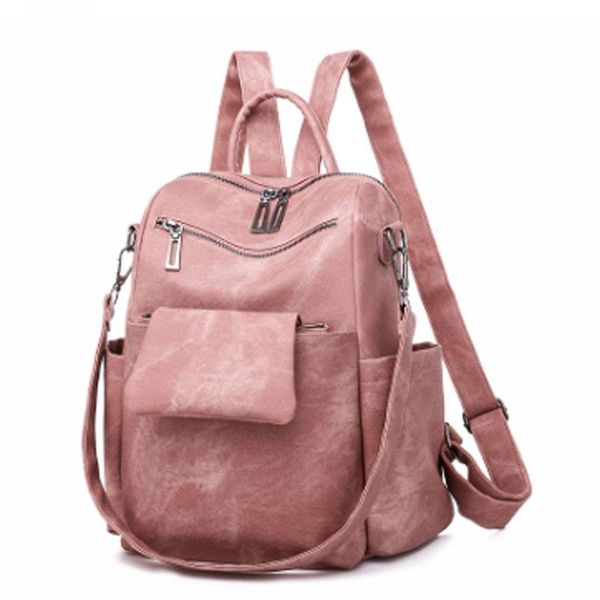 

backpack 2021 fashion women's multi-functional casual soft pu leather bag