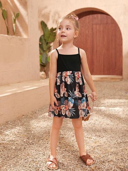 

toddler girls tropical print cami dress she, Red;yellow