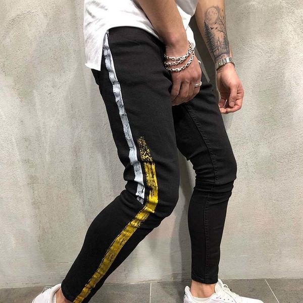 

2021 new ny men clothes spring cotton straight hole trousers distressed pants denim male black jeans luny 8d5d, Blue
