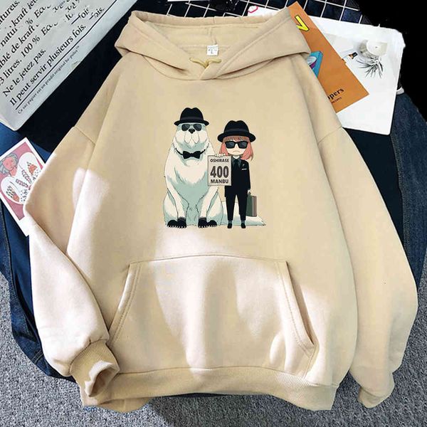 

women hoodie kawaii spy x family hoodies sweatshirt anya anime manga loose hooded streetwear aesthetic hoody pullover harajuku clothes, Black