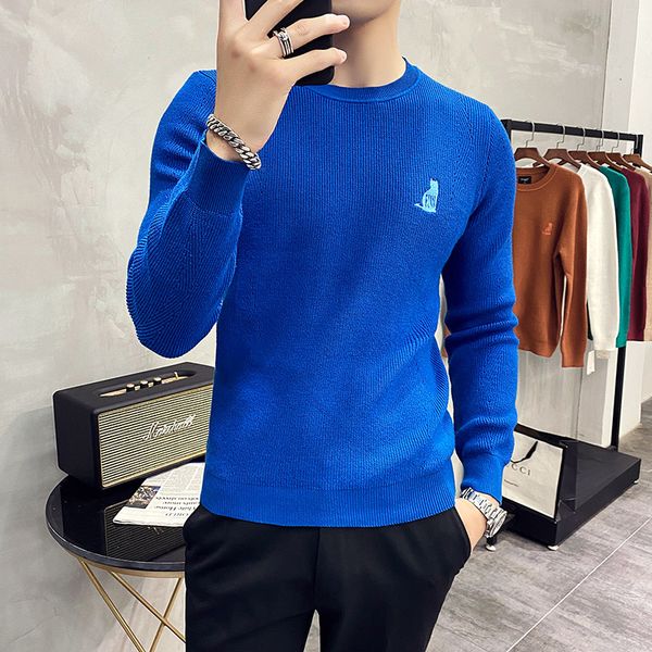 

male lungs knitted multicolored autumn colors solid thin fashion fit sweater casual round turtleneck czqc, White;black