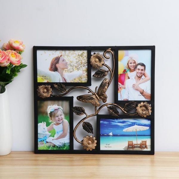 

frames decorative 4 opening wall hanging po frame with flowers and vintage collage family picture frame(black)