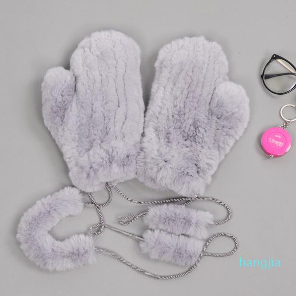 

five fingers gloves style lady natural real rex fur mittens good elastic women winter knitted mitten outdoor genuine gloves1, Blue;gray