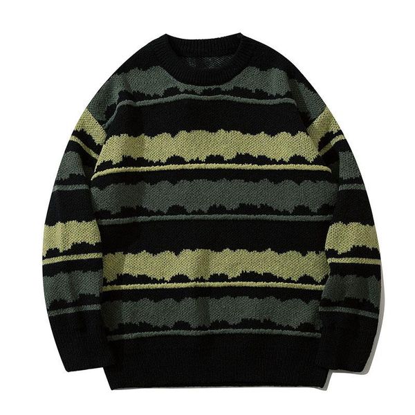 

men's sweaters harajuku men vintage jumper striped maiden sweater streetwear pullover oversized hip hop punk knitwear video grandpa, White;black