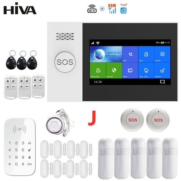 

alarm systems pg-107 tuya system 4.3 inch screen wifi gsm gprs burglar home security with pir motion sensor smoke detector keypad sos