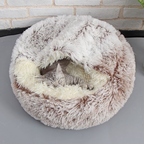 Katzenbetten Möbel Plüsch Haustier Hundebett Haus Warmes rundes Kätzchen Halbgeschlossenes Winternest Zwinger Katzen Sofa Matte Korb Schlafsack HDW0001