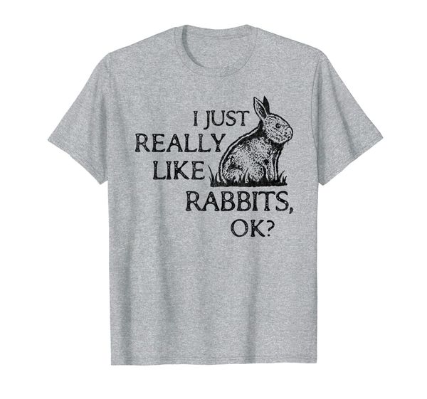 

i just really like rabbits ok - funny bunny t-shirt, White;black