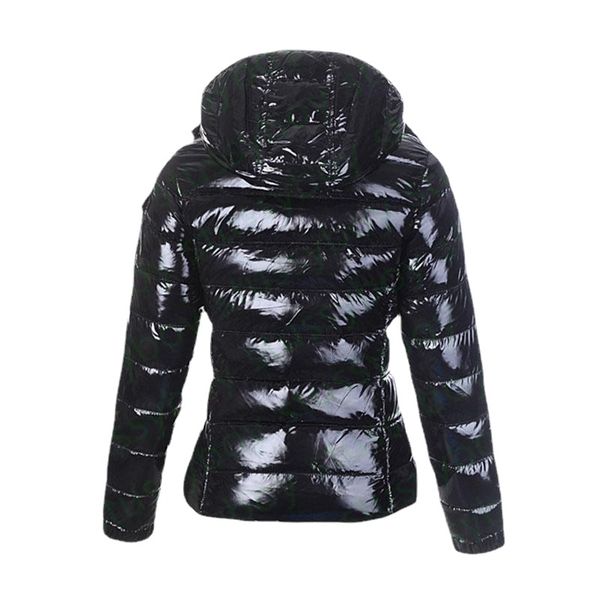 

fashion women's down & parkas glossy jacket hood british style black shiny embroidered logo women coats doudoune femme matte winter hoo