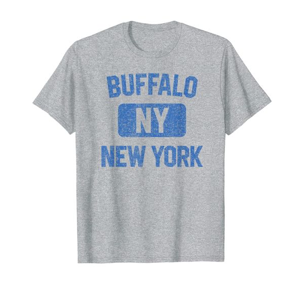 

buffalo ny t shirt - gym style distressed blue print, White;black